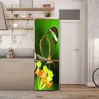 Psychedelic Collection Beautiful Abstract Yellow Flowers Butterfly Extra lardge Fridge Sticker for Fridge Decor Double Single Door Decorative Fridge Sticker (PVC Vinyl, Multicolor, 60 cm X 160 cm)-thumb3