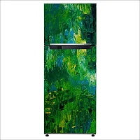 Trendy Decorative Leaf Canvas Botany Water Green Fridge Double Single Door Decorative Sticker (Pvc Vinyl, Multicolor, 60 Cm X 160 Cm) Fd935New-thumb2