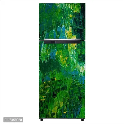 Trendy Decorative Leaf Canvas Botany Water Green Fridge Double Single Door Decorative Sticker (Pvc Vinyl, Multicolor, 60 Cm X 160 Cm) Fd935New-thumb3