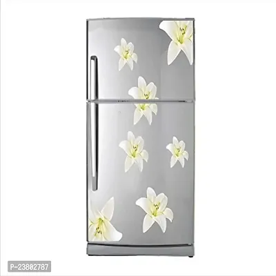 Psychedelic Collection White Jasmine Flowers Vinyl Fridge Decorative Adhesive Wall Sticker Large Double Single Door Decorative Fridge Sticker (PVC Vinyl, Multicolor, 60 cm X 160 cm)