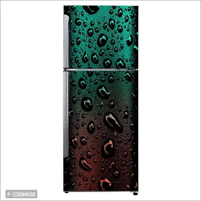 Psychedelic Collection Decorative Colorful Water Liquid Fluid Drop Green Fridge Double Single Door Decorative Sticker (PVC Vinyl, Multicolor, 60 cm X 160 cm) FD972_New