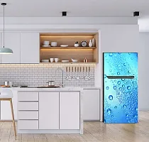 Trendy Vinly 3D Water Drops With Blue Background Adhesive Vinyl Sticker Fridge Wrap Decorative Sticker (Multicolor Pvc Vinyl 120X60)-thumb3