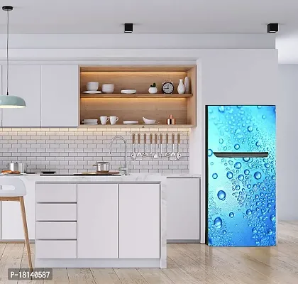 Trendy Vinly 3D Water Drops With Blue Background Adhesive Vinyl Sticker Fridge Wrap Decorative Sticker (Multicolor Pvc Vinyl 120X60)-thumb4