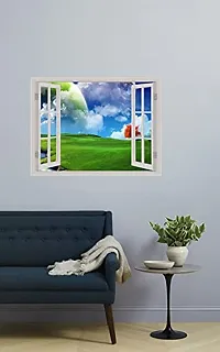 Psychedelic Collection Beautiful Colorful Forest Window Illusion Wall Sticker (PVC Vinyl, Multicolour, Wall Covering 61 cm X 46 cm)_PCWI01_PCWI54-thumb2