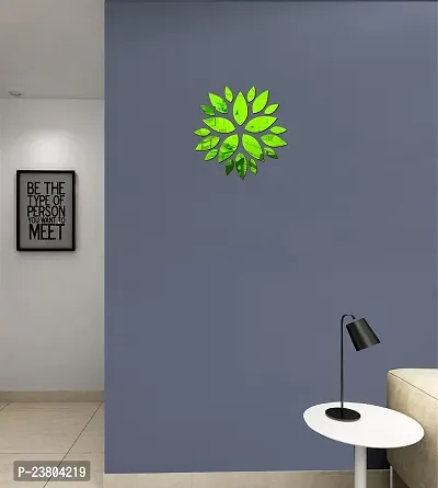 Psychedelic Collection Decorative Flower and Leaves Mirror Green Acrylic Sticker Hexagon Mirror, Hexagon Mirror Wall Stickers, Mirror Stickers for Wall Large Size, Sticker Mirror-thumb2