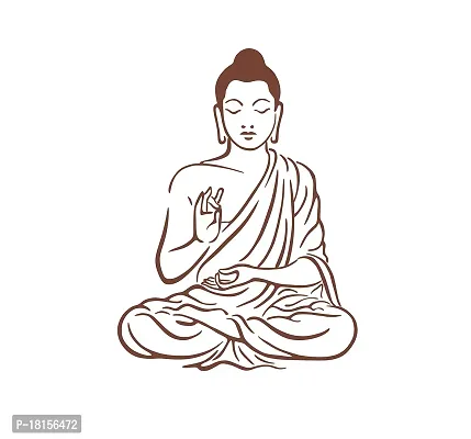 Trendy Meditation Buddha Decorative Pvc Vinyl Wall Sticker (Multicolor, 70 Cm X 52 Cm)-thumb0