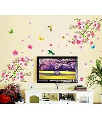 Psychedelic Collection Flowers Branch' Wall Sticker (PVC Vinyl, 60 cm x 90 cm),Multicolor-thumb1