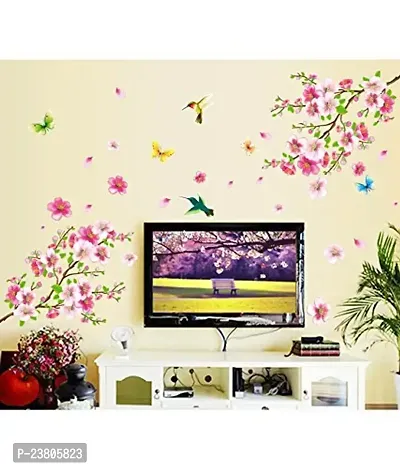 Psychedelic Collection Flowers Branch' Wall Sticker (PVC Vinyl, 60 cm x 90 cm),Multicolor-thumb2