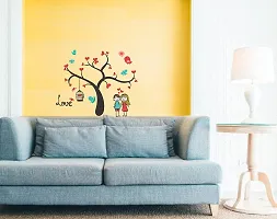 Trendy Loving Couple Under A Tree Decorative Wall Sticker (Pvc Vinyl, Multicolor, W 106 Cm X H 94 Cm)-thumb2