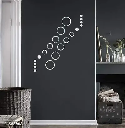 Psychedelic Collection Decorative Ring Set  dots Silver Acrylic Sticker Hexagon Mirror, Hexagon Mirror Wall Stickers, Mirror Stickers for Wall Large Size, Sticker Mirror-thumb2