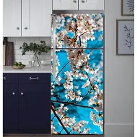 Psychedelic Collection White Flowers leavesDecorative Extra Large PVC Vinyl Fridge Sticker (Multicolor, 60 cm X 160 cm)-thumb4