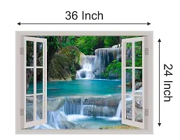 Psychedelic Collection Beautiful Natural Water Fall Window Illution Wall Sticker (PVC Vinyl, Multicolour, Wall Covering 92 cm X 61 cm)_PCWI38-thumb4