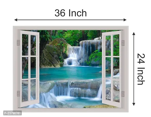Psychedelic Collection Beautiful Natural Water Fall Window Illution Wall Sticker (PVC Vinyl, Multicolour, Wall Covering 92 cm X 61 cm)_PCWI38-thumb5