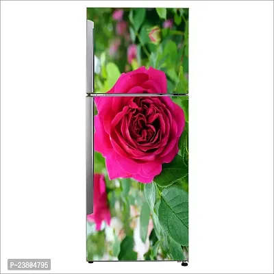 Psychedelic Collection Potted Red Rose with Green leavesDecorative Extra Large PVC Vinyl Fridge Sticker (Multicolor, 60 cm X 160 cm)_FD609_WP