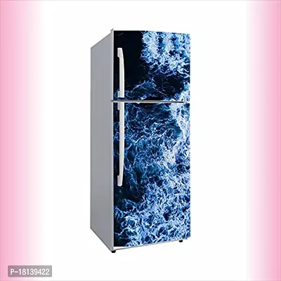 Trendy 3D Water Splash With Dark Abstract Effect Fridge Wallpaper Poster Self Adhesive Vinyl Fridge Wrap Decorative Wall Sticker (Pvc Vinyl Multicolor) Size 60X160 Cm-thumb0