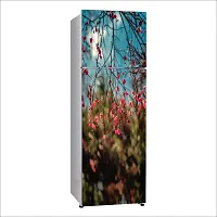 Trendy Pink Flowers And Tree, Naturedecorative Extra Large Pvc Vinyl Fridge Sticker (Multicolor, 60 Cm X 160 Cm)-thumb1