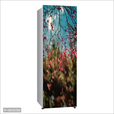 Trendy Pink Flowers And Tree, Naturedecorative Extra Large Pvc Vinyl Fridge Sticker (Multicolor, 60 Cm X 160 Cm)-thumb2