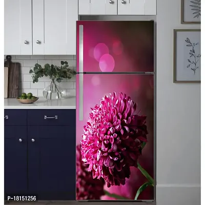 Trendy Vinly 3D Colourful Flower Violet Color Vinyl Fridge Wallpaper Self Adhesive Vinyl Sticker Decorative Sticker (Pvc Vinyl Covering Area 60 Cm X 160 Cm)-thumb2