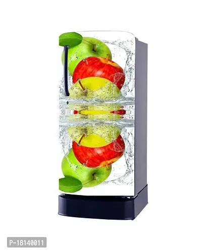 Trendy Fruits Water Splash Decorative Fridge Sticker(Multicolor Vinyl 120X60)-Sdpcfs378