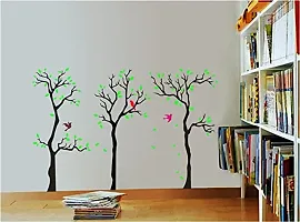 Psychedelic Collection Beautiful Tree with Birds Decorative PVC Vinyl Wall Sticker (Multicolor, 71 cm X 109 cm)-thumb2