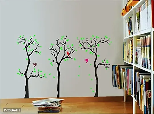 Psychedelic Collection Beautiful Tree with Birds Decorative PVC Vinyl Wall Sticker (Multicolor, 71 cm X 109 cm)-thumb3