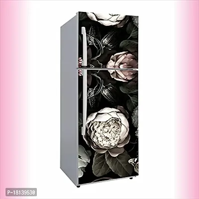 Trendy Abstract Flower Design Fridge Wallpaper Poster Self Adhesive Vinyl Fridge Wrap Decorative Wall Sticker (Pvc Vinyl, Multicolor, 60 Cm X 160 Cm)-thumb0