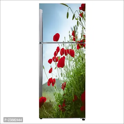 Psychedelic Collection Decorative Poppy Family Flowering Plant Plant stem Flower Coquelicot Extra Large Sticker for Fridge Decor (PVC Vinyl, Multicolor, 60 cm X 160 cm)-thumb0