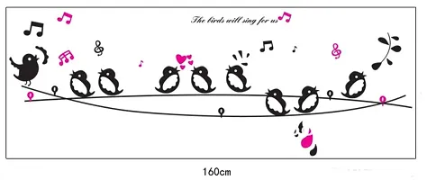 Decals Design 'Cute Singing Birds' Wall Sticker (PVC Vinyl, 50 cm x 70 cm, Multicolour)-thumb4