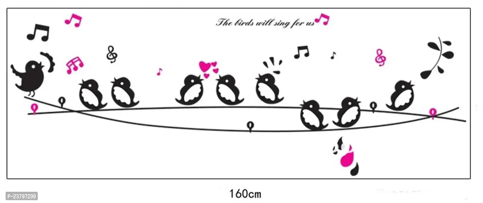 Decals Design 'Cute Singing Birds' Wall Sticker (PVC Vinyl, 50 cm x 70 cm, Multicolour)-thumb5