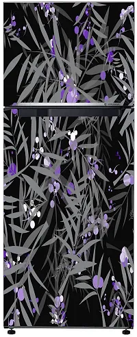 Psychedelic Collection Decorative abstract leaves and violet color circle design wallpaper sticker for fridge decor Double Single Door Decorative Fridge Sticker (PVC Vinyl, Multicolor, 60 cm X 160 cm)-thumb2