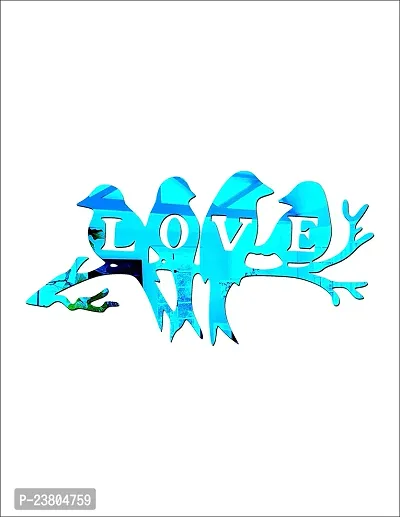 Psychedelic Collection Beautiful Love Birds Sitting on Tree Mirror Blue Acrylic Sticker Hexagon Mirror, Hexagon Mirror Wall Stickers, Mirror Stickers for Wall Large Size, Sticker Mirror-thumb3