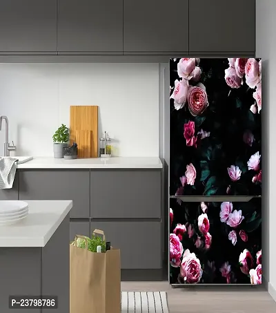 Psychedelic Collection - Vinly Beautiful Pink Rose Bunch with Black Background Self Adhesive Vinyl Sticker Fridge wrap Decorative Sticker (PVC Vinyl Covering Area 120 X 60 CM)-thumb5