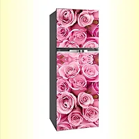 Psychedelic Collection Decorative Pink Flower Vinyl Fridge Cover Wallpaper Poster Adhesive Vinyl Sticker Fridge wrap Decorative Sticker (PVC Vinyl Covering Area 60cm X 160cm)-thumb1