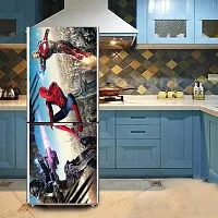 Trendy Decorative Iron Man Vulture And Spiderman Fridge Double Single Door Decorative Sticker (Pvc Vinyl, Multicolor, 60 Cm X 160 Cm) Fd739New-thumb3