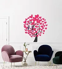 Psychedelic Collection Decorative Lovely Birds Sitting on Heart Leaves Tree Decorative Wall Sticker (PVC Vinyl, Multicolor, W 91 cm X H 102 cm)-thumb3