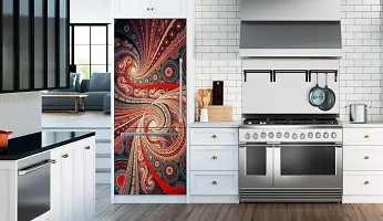 Trendy Abstract Design Colorfull Decorative Frdige Sticker (Multicolor Pvc Vinyl 160X60)-Ddpcfs446-thumb1