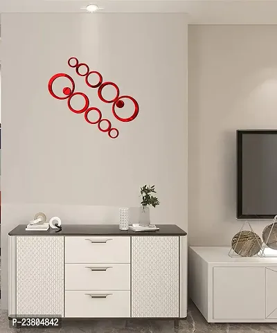 Psychedelic Collection Decorative Circle Shape red Acrylic Sticker Hexagon Mirror, Hexagon Mirror Wall Stickers, Mirror Stickers for Wall Large Size, Sticker Mirror