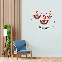 Psychedelic Collection Happy Diwali Decorative Multicolor Diya Decorative PVC Vinyl Wall Sticker (Multicolor, 46 cm X 56 cm)-thumb2