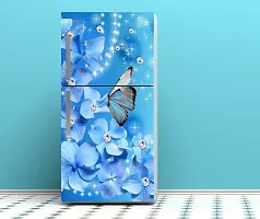 Psychedelic Collection Abstract Design Coloufull Flower with Butterfly Decorative Fridge Sticker (Multicolor PVC Vinyl 160x60)-thumb4