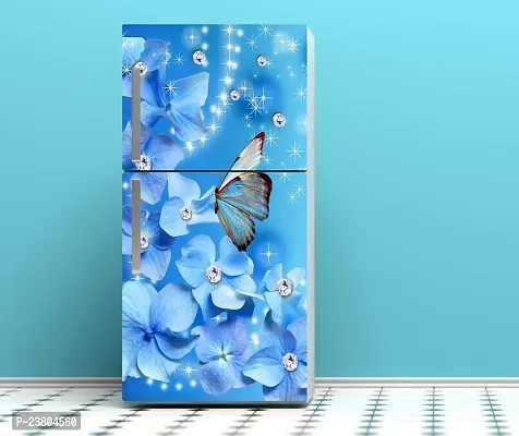 Psychedelic Collection Abstract Design Coloufull Flower with Butterfly Decorative Fridge Sticker (Multicolor PVC Vinyl 160x60)-thumb5