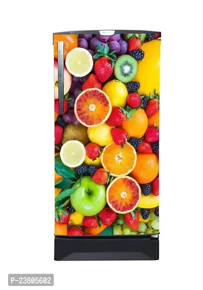 Psychedelic Collection Abstract Design Decorative Fruits Fridge Sticker (Multicolor Vinyl 120X60)-thumb2