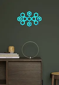 Trendy Beautiful Hexagone Set Blue Acrylic Sticker Hexagon Mirror, Hexagon Mirror Wall Stickers, Mirror Stickers For Wall Large Size, Sticker Mirroracr-92B-thumb1