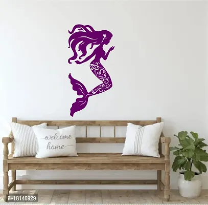 Trendy Purple Mermaid Design Decorative Pvc Vinyl Wall Sticker (Multicolor, 94 Cm X 48 Cm)-thumb3