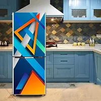 Psychedelic Collection Decorative Abstract Multicolor Square, Rectangular, and Lines Shape Stylish Design Wallpaper Sticker for Fridge Decor 60 cm X 160 cm-thumb3