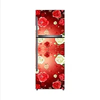 Trendy Decorative Red Flower With White Flower Vinyl Fridge Cover Wallpaper Poster Adhesive Vinyl Sticker Fridge Wrap Decorative Sticker (Pvc Vinyl Covering Area 60Cm X 160Cm)-thumb2