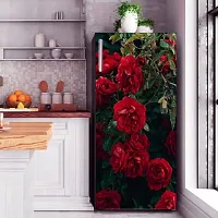 Psychedelic Collection Vinly Beautiful Red Rose Flower Self Adhesive Fridge wrap Decorative Sticker (Multicolor PVC Vinyl 120x60)-thumb1