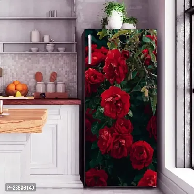 Psychedelic Collection Vinly Beautiful Red Rose Flower Self Adhesive Fridge wrap Decorative Sticker (Multicolor PVC Vinyl 120x60)-thumb2