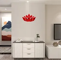 Psychedelic Collection Decorative Lotus Flower red Acrylic Sticker Hexagon Mirror, Hexagon Mirror Wall Stickers, Mirror Stickers for Wall Large Size, Sticker Mirror-thumb1