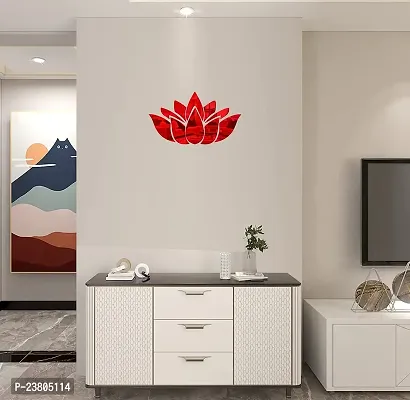 Psychedelic Collection Decorative Lotus Flower red Acrylic Sticker Hexagon Mirror, Hexagon Mirror Wall Stickers, Mirror Stickers for Wall Large Size, Sticker Mirror-thumb2