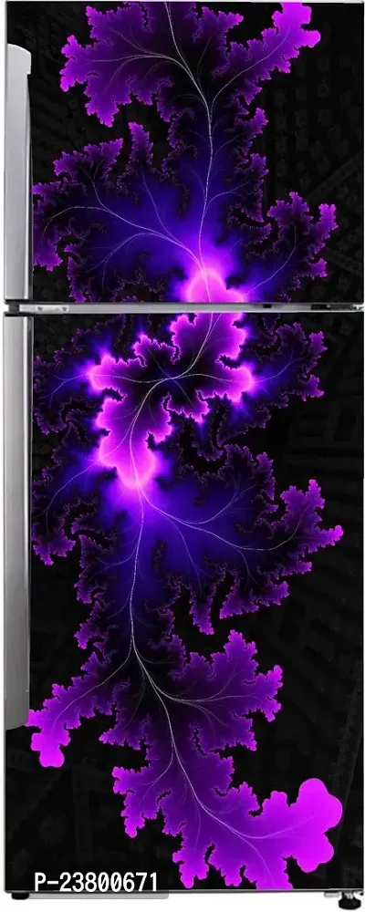 Psychedelic Collection Decorative Abstract Purple Lighting Design Extra lardge Fridge Sticker for frdge Decor Double Single Door Decorative Fridge Sticker (PVC Vinyl, Multicolor, 60 cm X 160 cm)